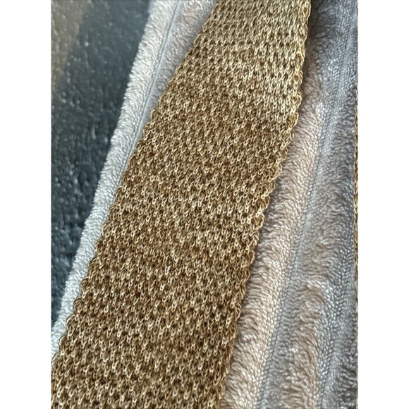 Vintage Chaps Ralph Lauren Men’s Necktie Tan/Brown Knit Neiman Marcus - Picture 7 of 16
